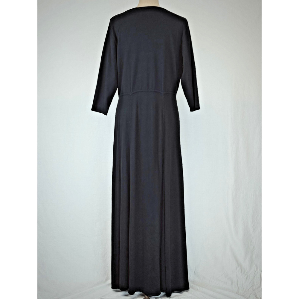 Vintage Y2K Norm Thompson Black Knit Maxi Dress XL #5-0172 Elbow Sleeve - Picture 3 of 8